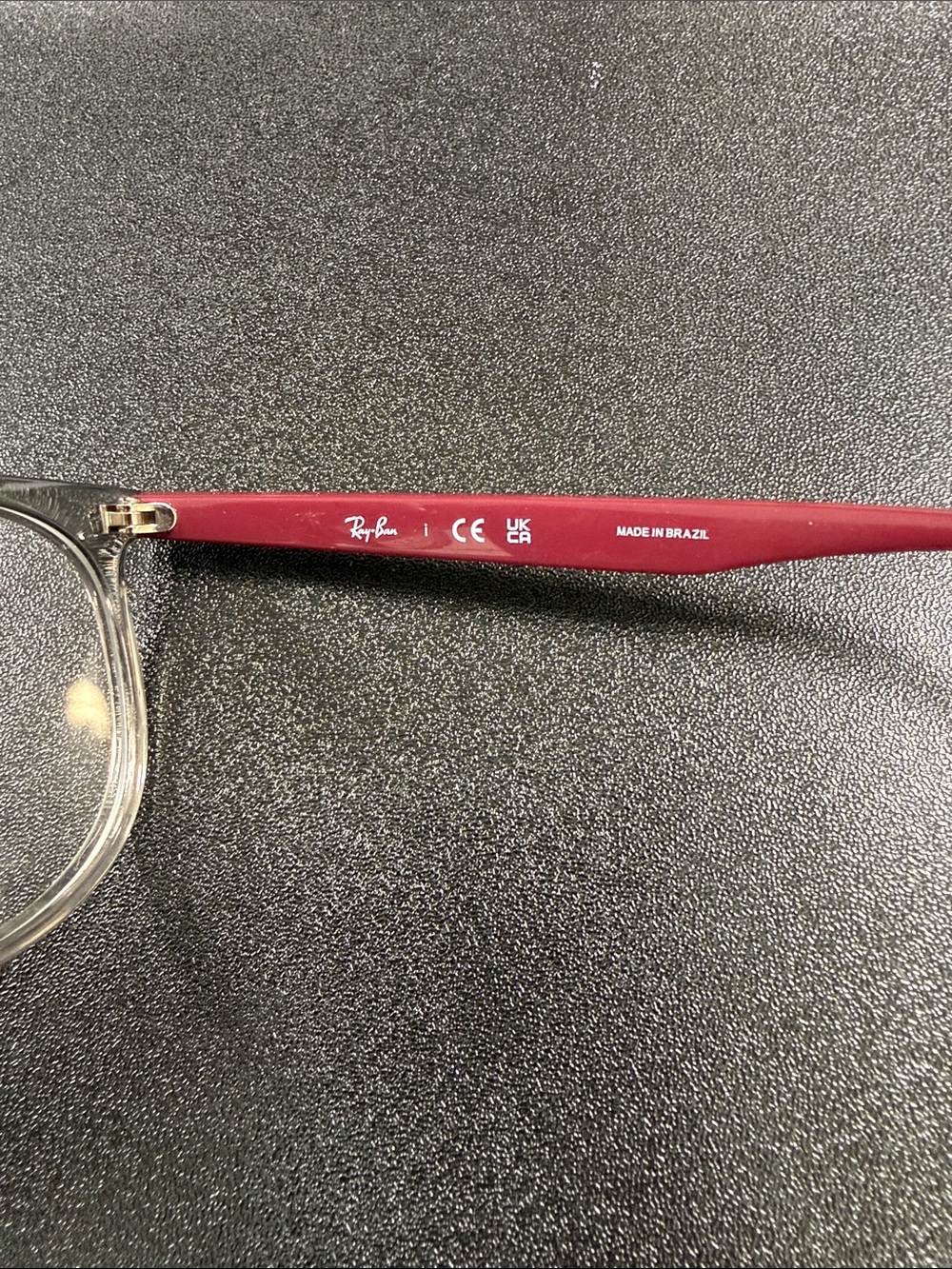 Ray-Ban rb4378V Translucent Gray Frame with Burgundy Temples Glasses - Picture 3 of 5